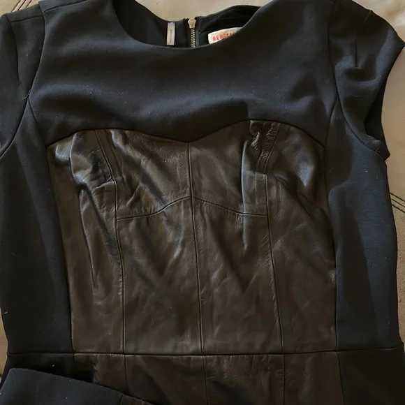 ❌SOLD❌Rebecca Taylor Lamb Leather Paneled Dress🖤🖤🖤 - Picture 7 of 14